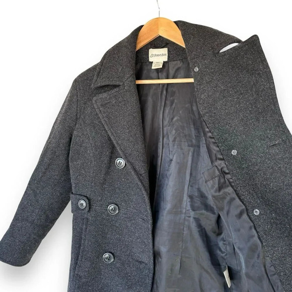 St. Johns Bay Size S Wool Cashmere Mid Length Pea Coat Double Breasted Winter - Picture 5 of 11